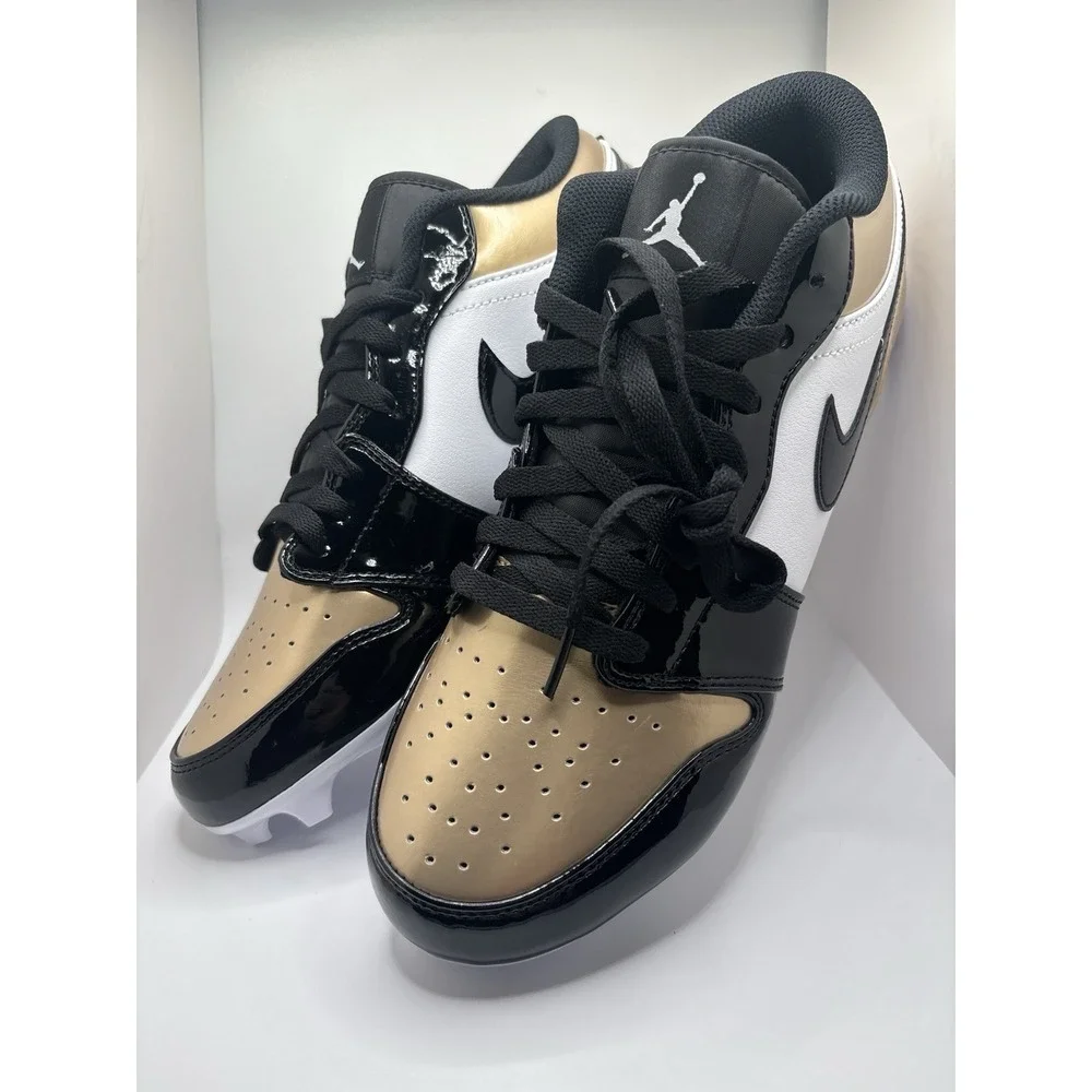 Jordan 1 Low TD Football Cleats Gold & Black Men's 10 FJ6245-701 NEW $145